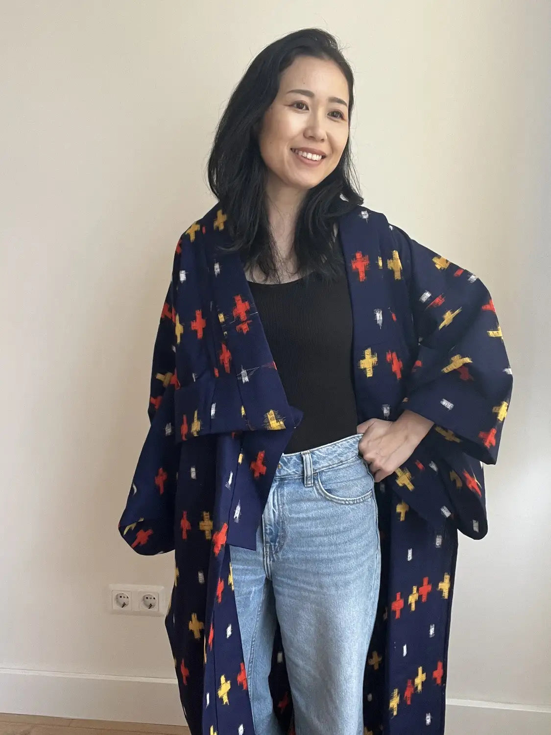 Vintage tsumugi kimono - Navy Kasuri kruispatroon - Hallelujah origineel arrangement