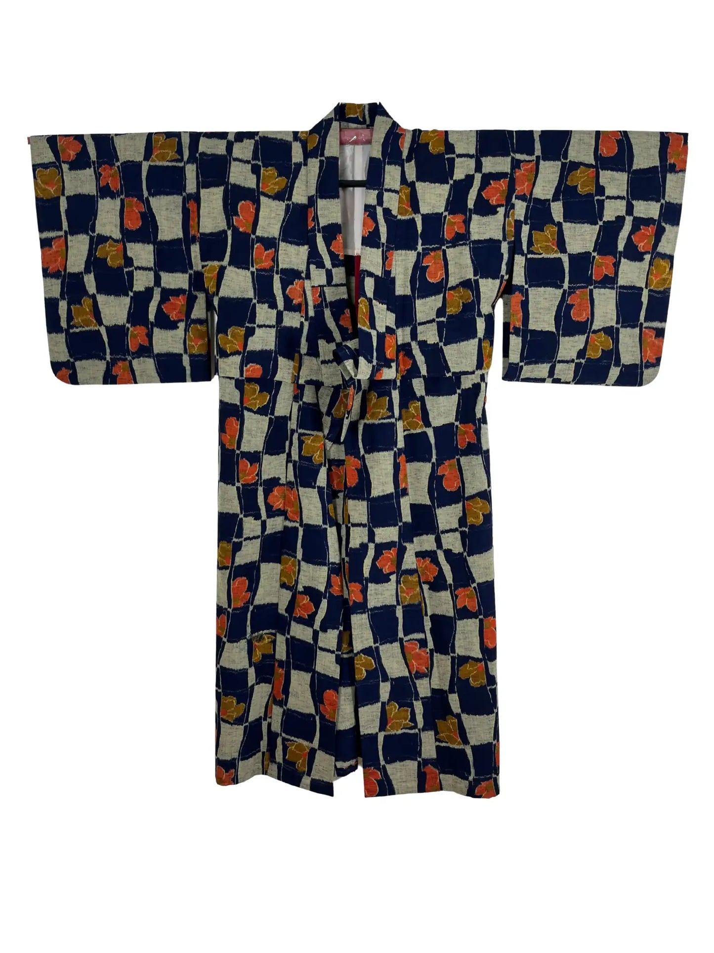 Vintage tsumugi kimono - Navy & Silver Mozaïek - Hallelujah origineel arrangement