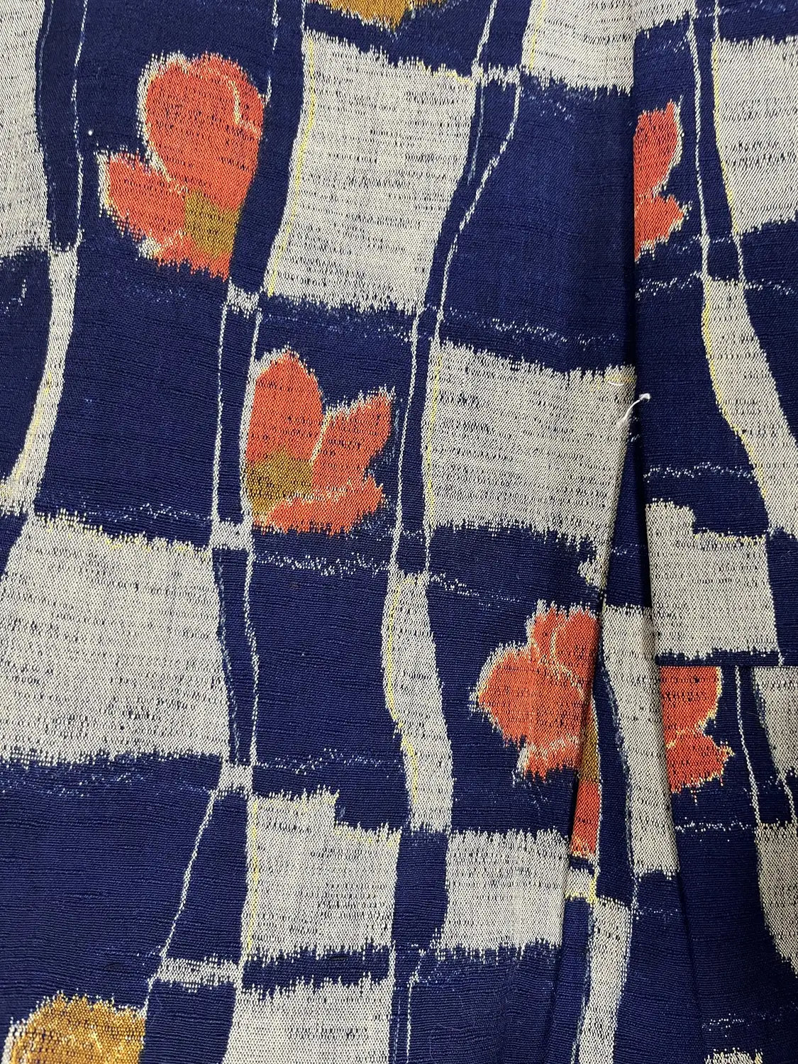 Vintage tsumugi kimono - Navy & Silver Mozaïek - Hallelujah origineel arrangement