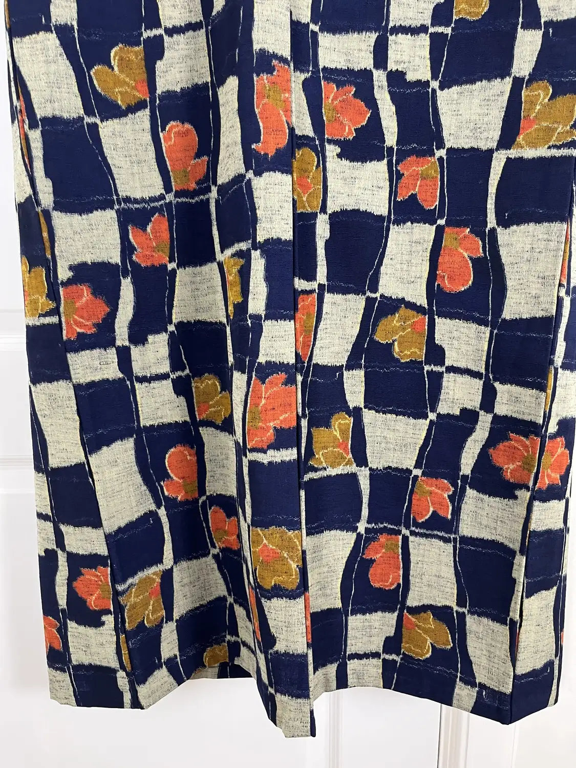 Vintage tsumugi kimono - Navy & Silver Mozaïek - Hallelujah origineel arrangement