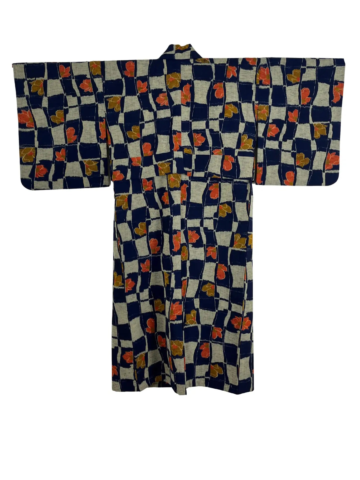 Vintage tsumugi kimono - Navy & Silver Mozaïek - Hallelujah origineel arrangement