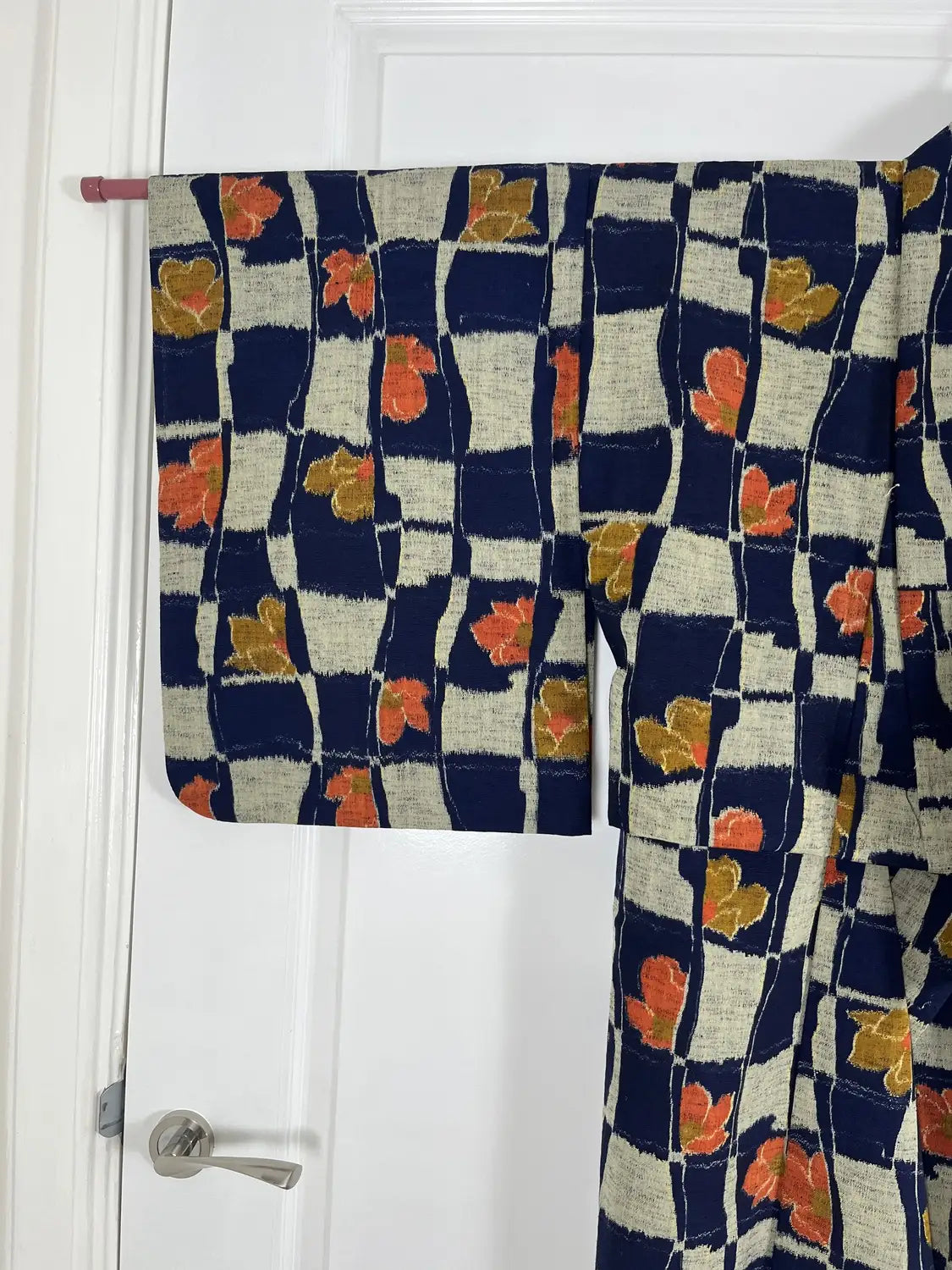 Vintage tsumugi kimono - Navy & Silver Mozaïek - Hallelujah origineel arrangement