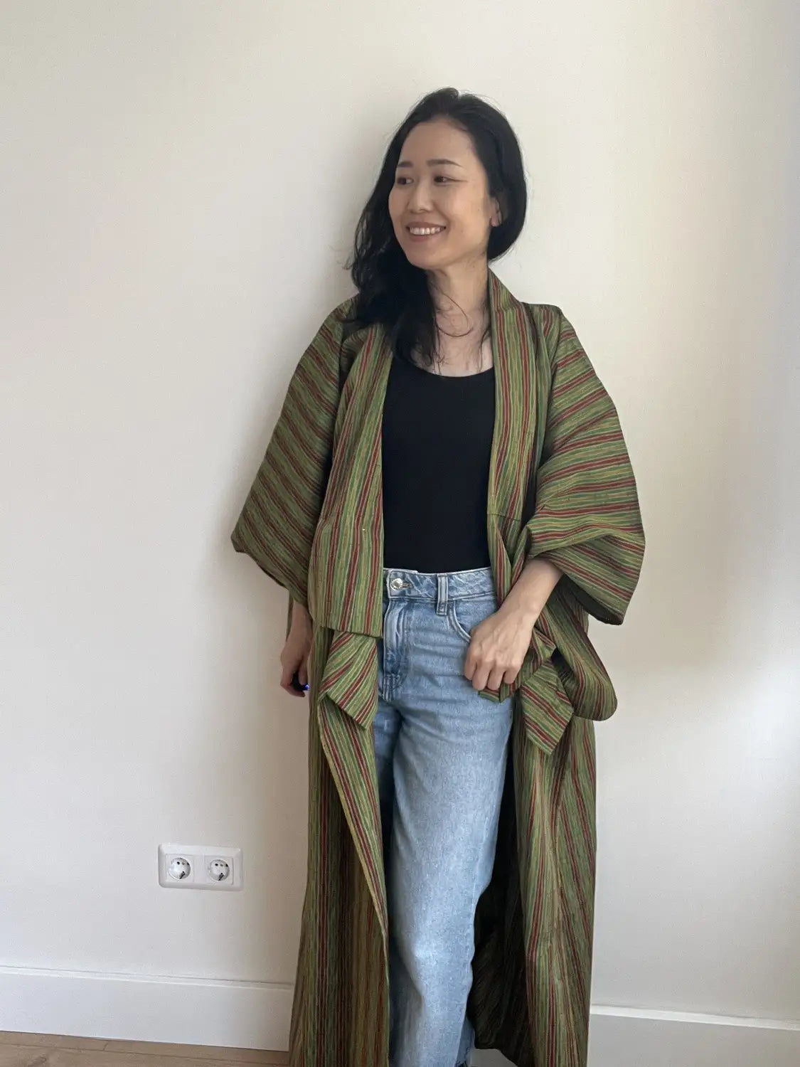 Vintage tsumugi kimono - Matcha & Azuki- Hallelujah origineel arrangement