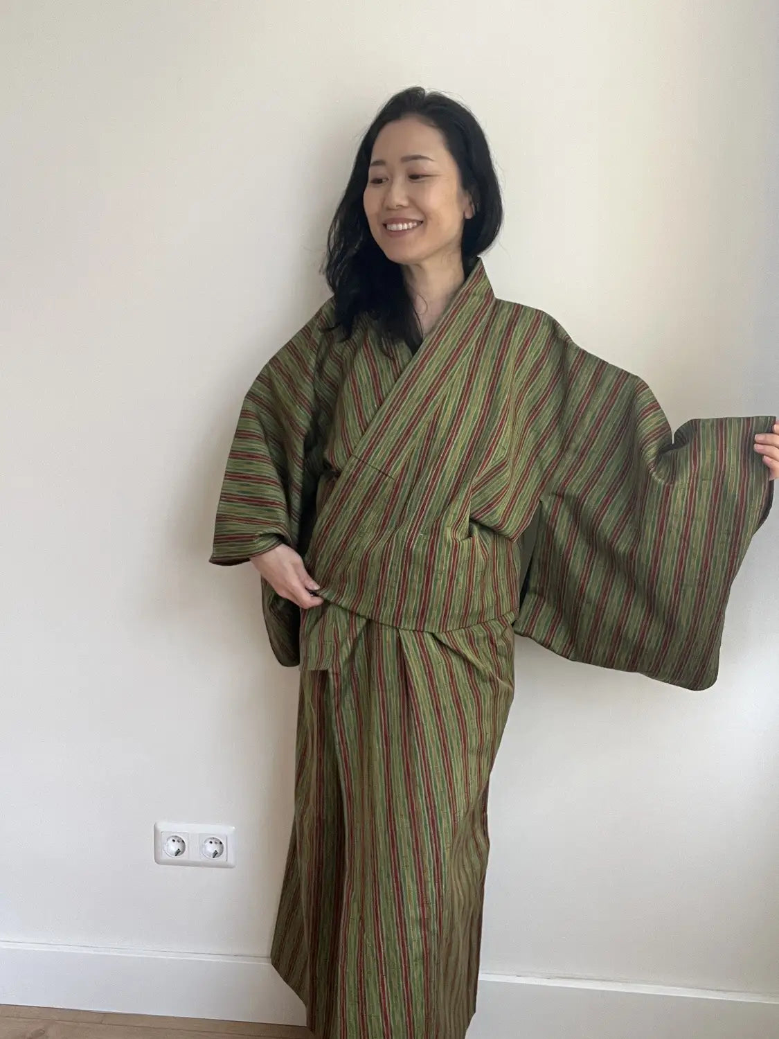 Vintage tsumugi kimono - Matcha & Azuki- Hallelujah origineel arrangement