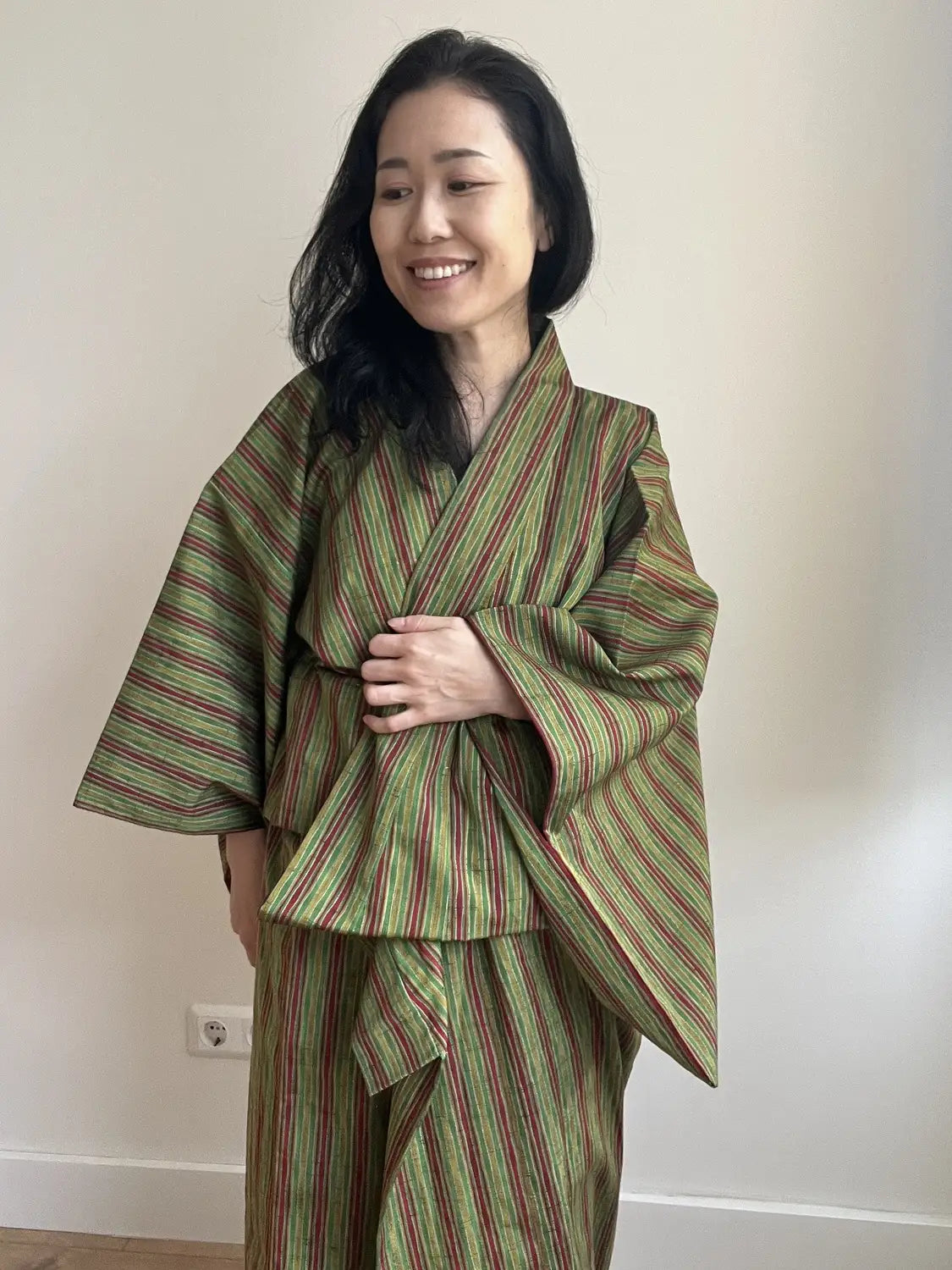Vintage tsumugi kimono - Matcha & Azuki- Hallelujah origineel arrangement