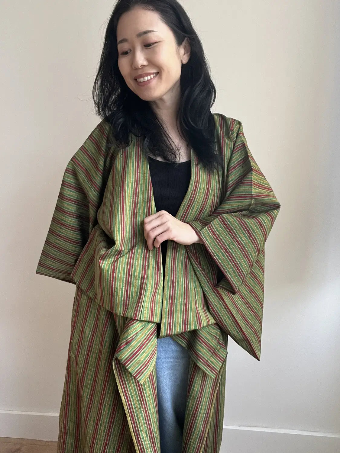 Vintage tsumugi kimono - Matcha & Azuki- Hallelujah origineel arrangement