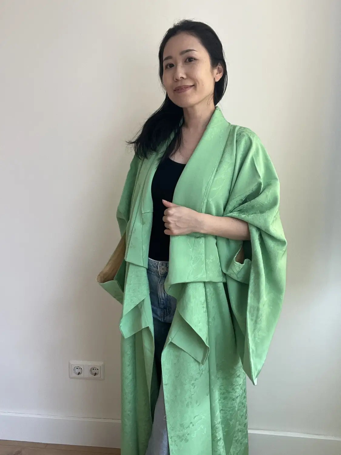Vintage iromuji kimono - Wakakusa groen, licht lentegroen - Hallelujah origineel arrangement