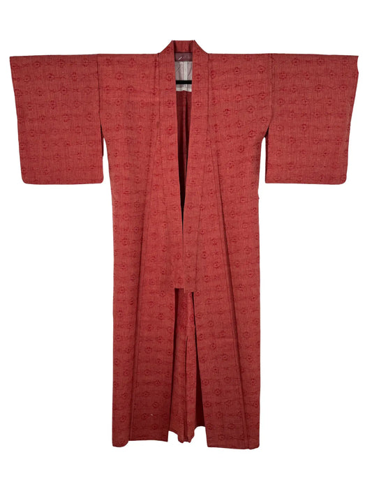 Vintage tsumugi kimono -Red Casual -