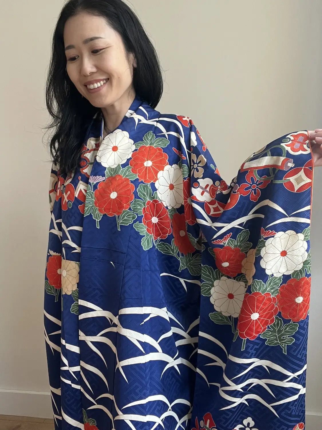 Vintage Furisode - Navy Ultimate Luxury -