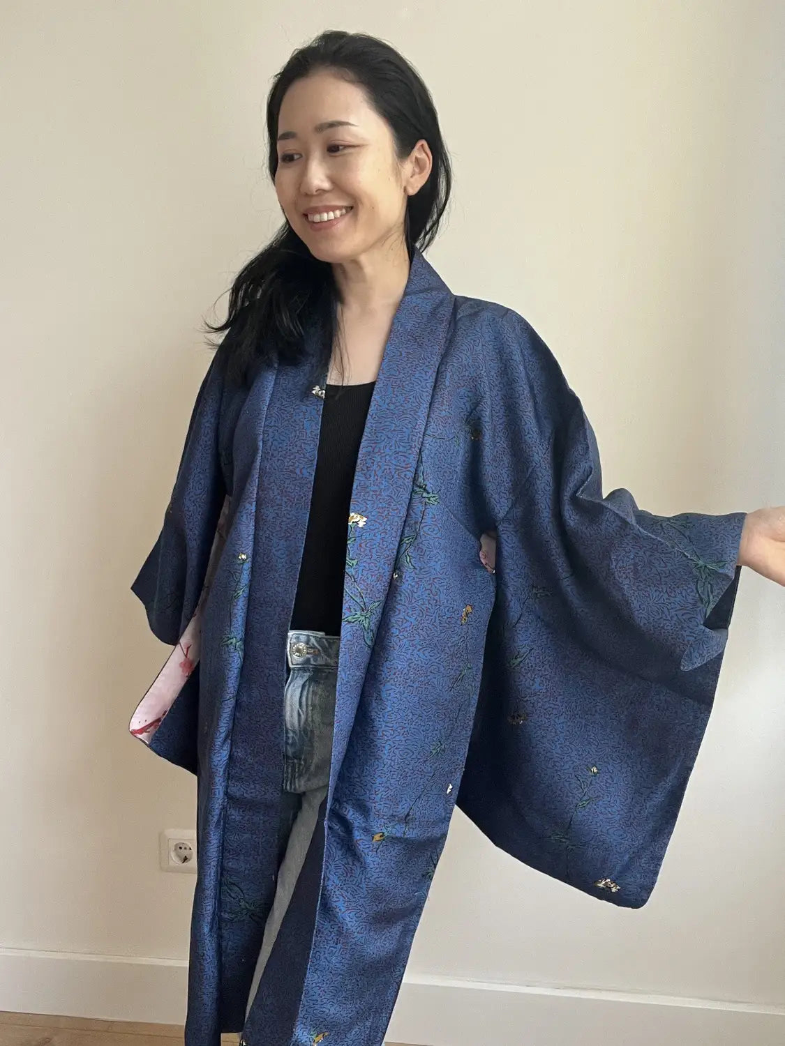 Vintage Color Haori - Blue Floral Extravaganza -