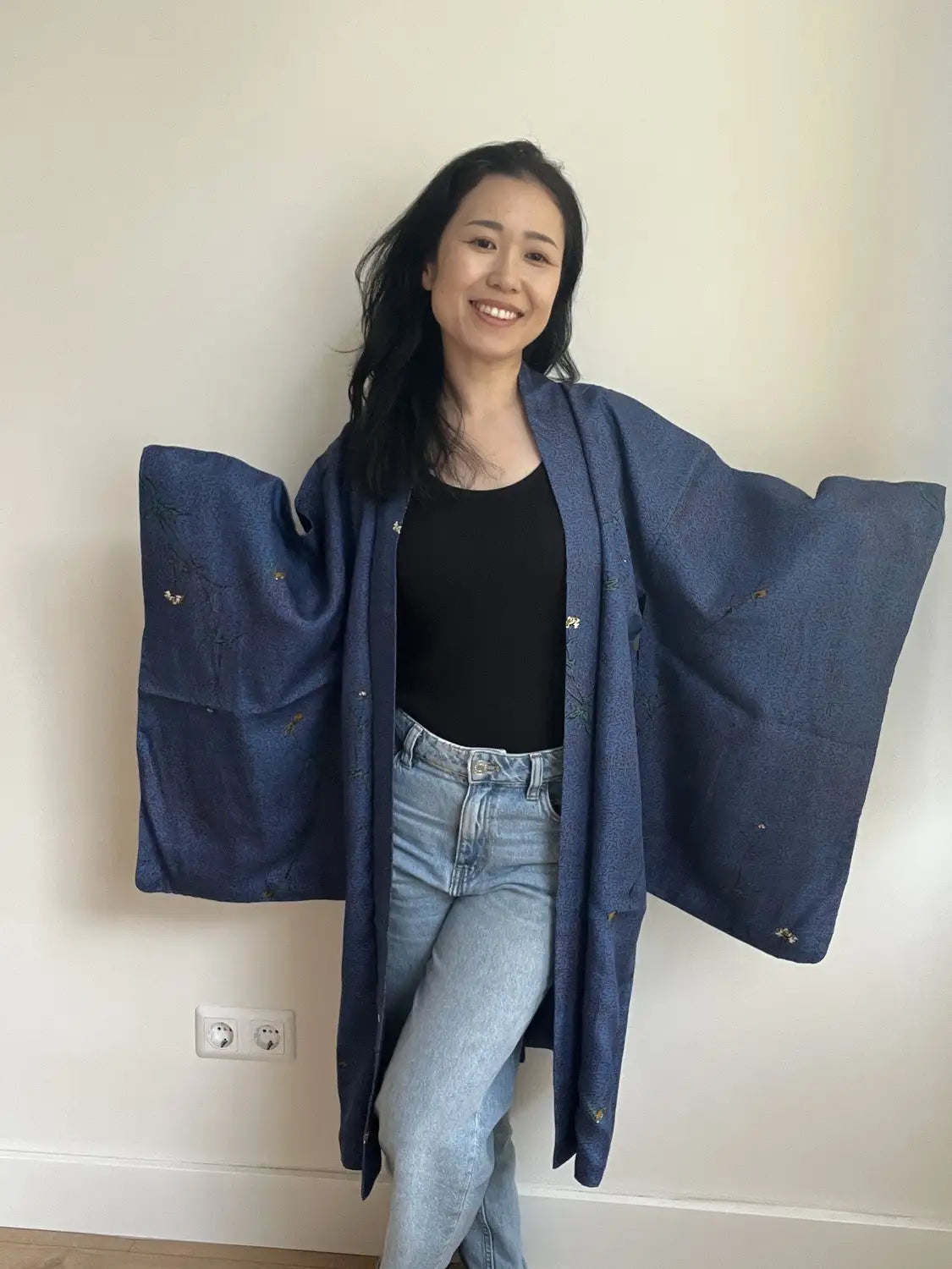 Vintage Color Haori - Blue Floral Extravaganza -