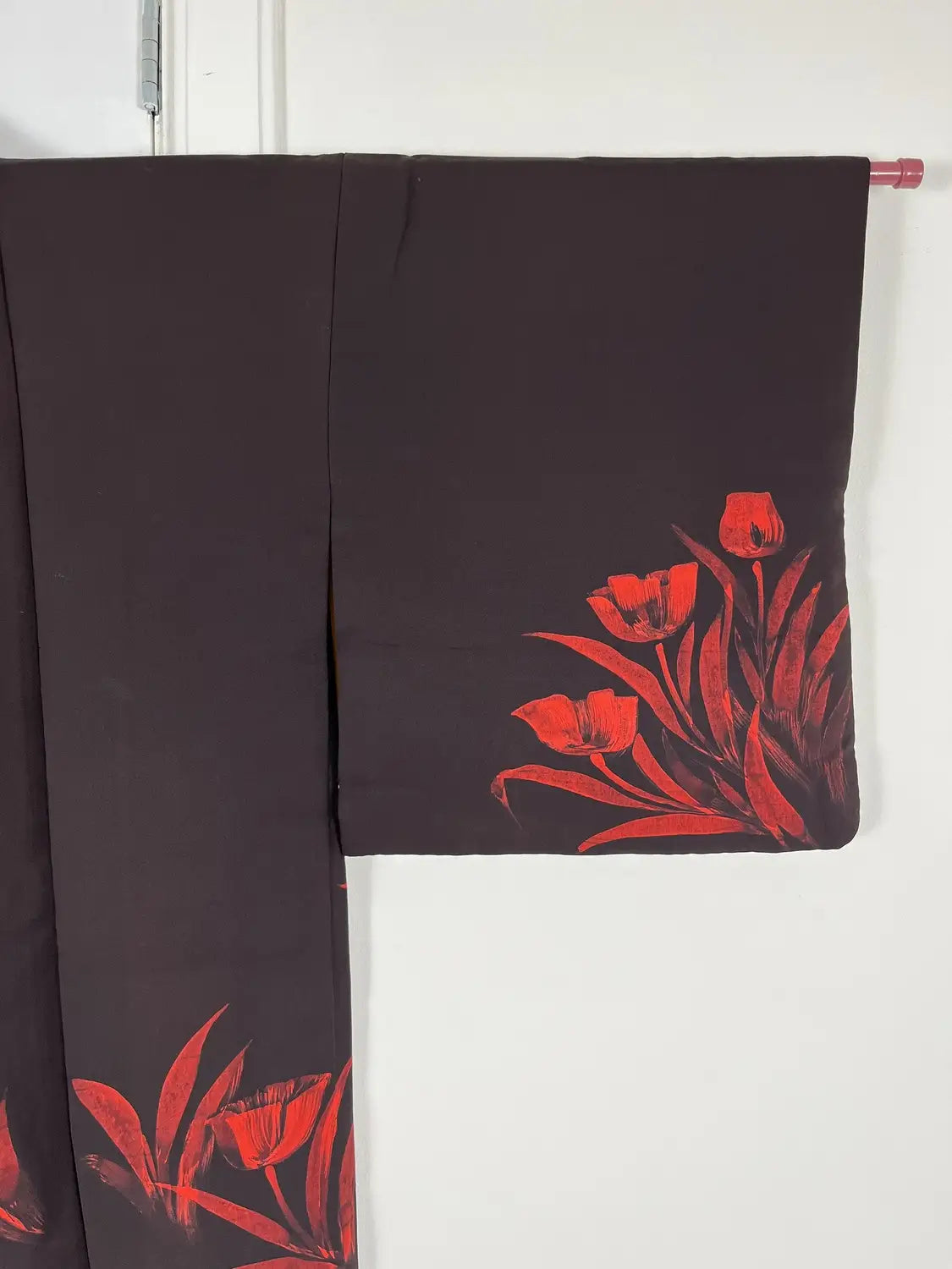 Haori noir vintage - Retour des tulipes pourpres -