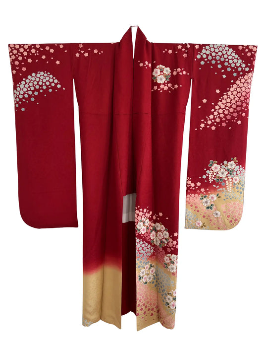 Vintage Furisode - Deepred Phantom Tsujigahana -