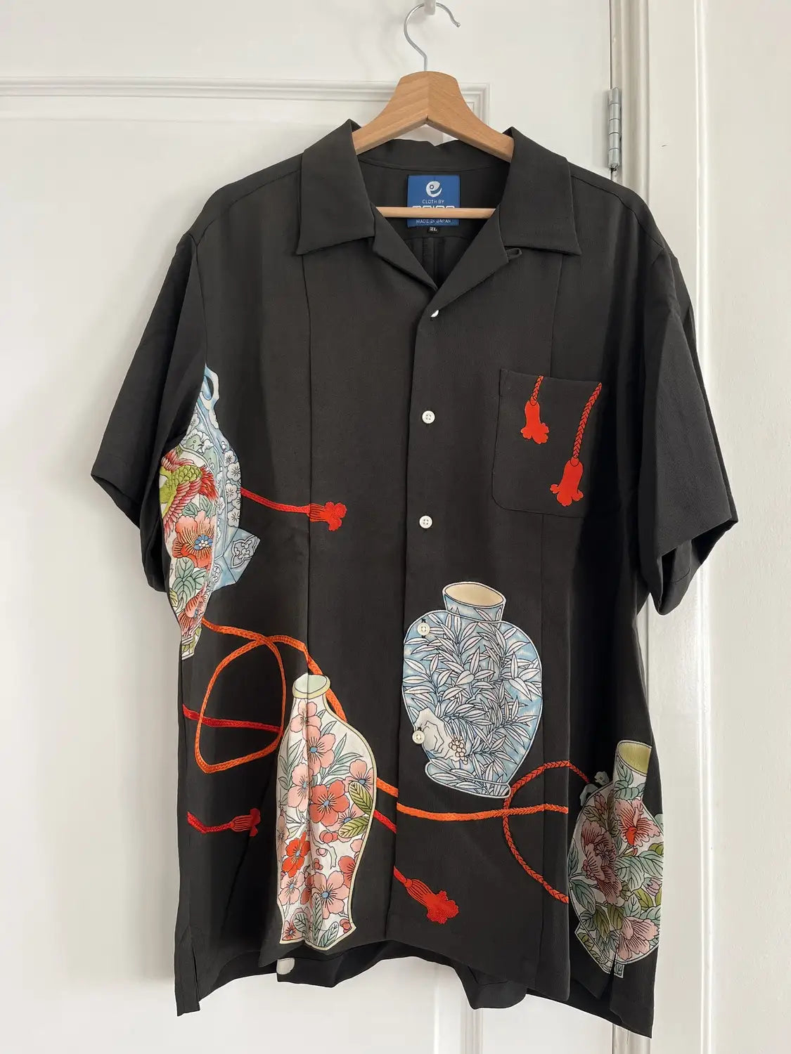 Kimono remake Hawaiian Shirt - Black Mystical Japanese Vase-