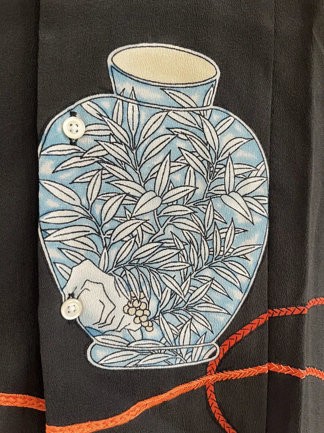 Kimono remake Hawaiian Shirt - Black Mystical Japanese Vase-