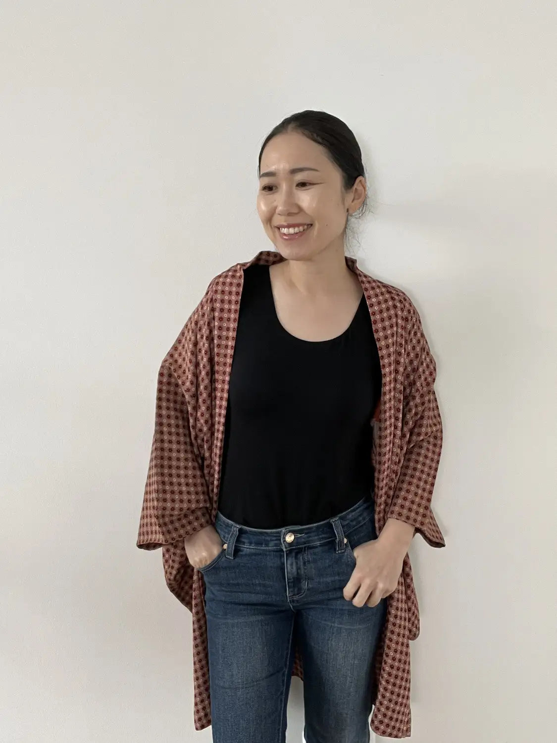 Vintage Color Haori - Ume & Momo Check Design -