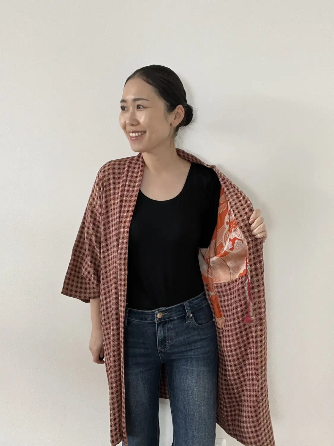 Vintage Color Haori - Ume & Momo Check Design -