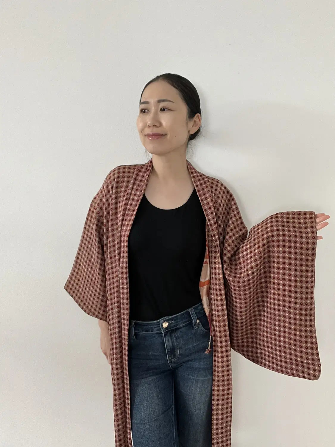 Vintage Color Haori - Ume & Momo Check Design -