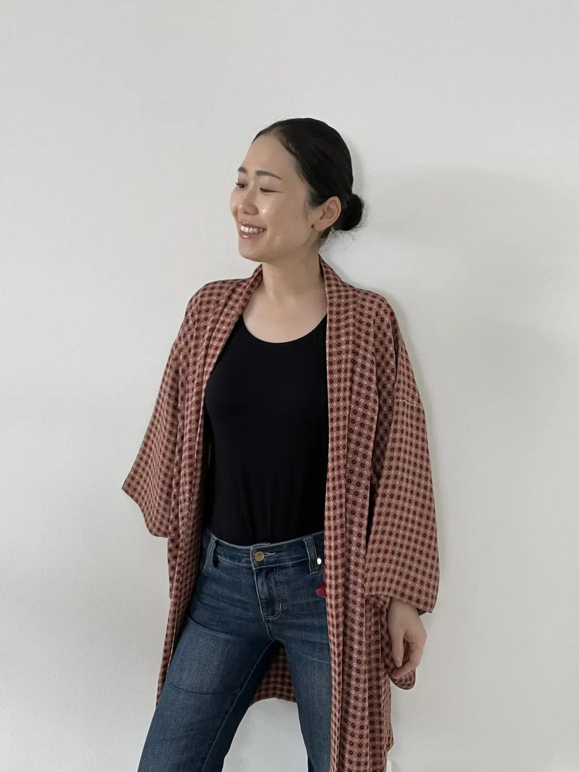 Vintage Color Haori - Ume & Momo Check Design -