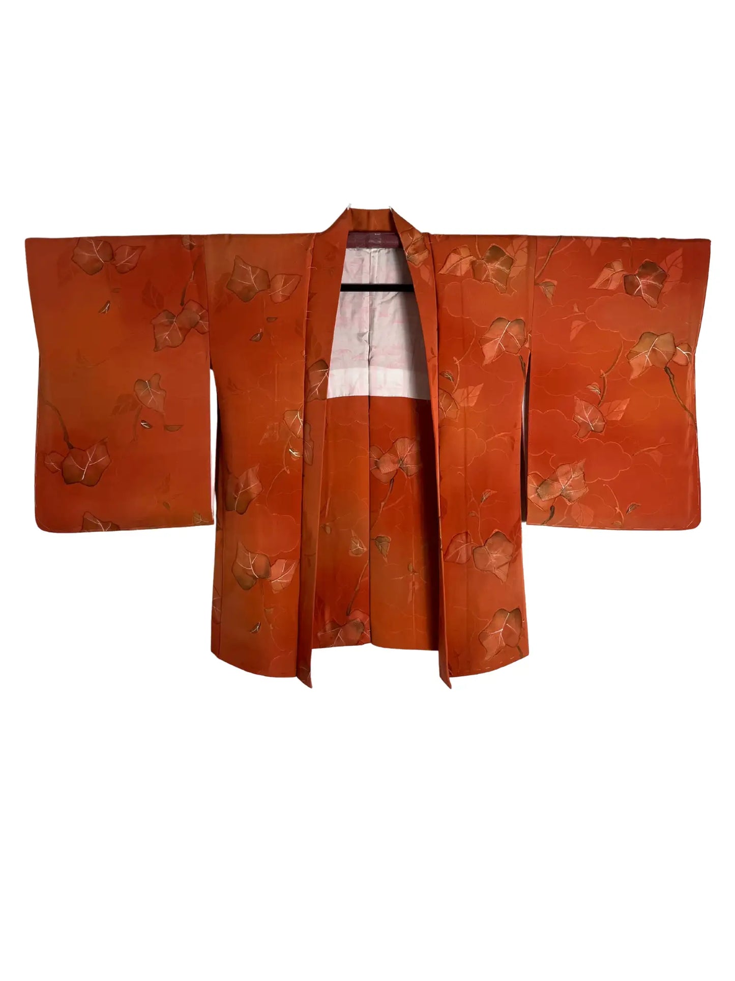 Vintage Color Haori - Orangebrown Clouds and leafs -