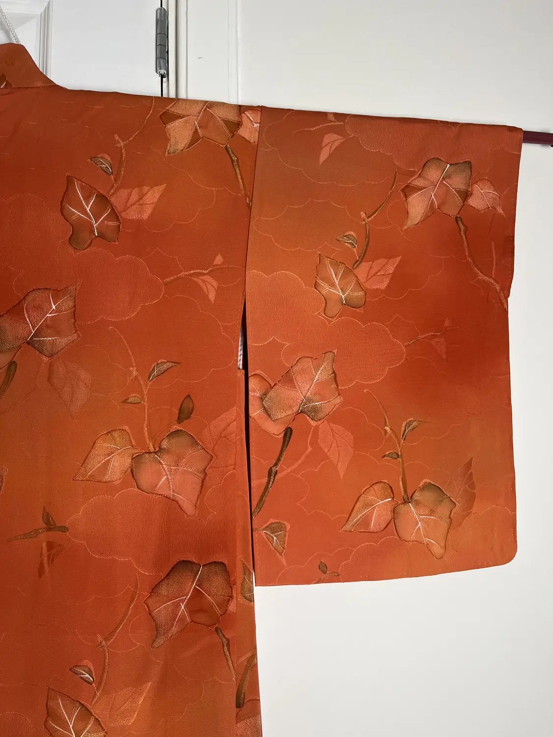 Vintage Color Haori - Orangebrown Clouds and leafs -