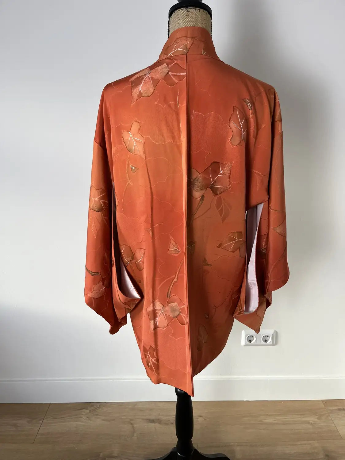 Vintage Color Haori - Orangebrown Clouds and leafs -