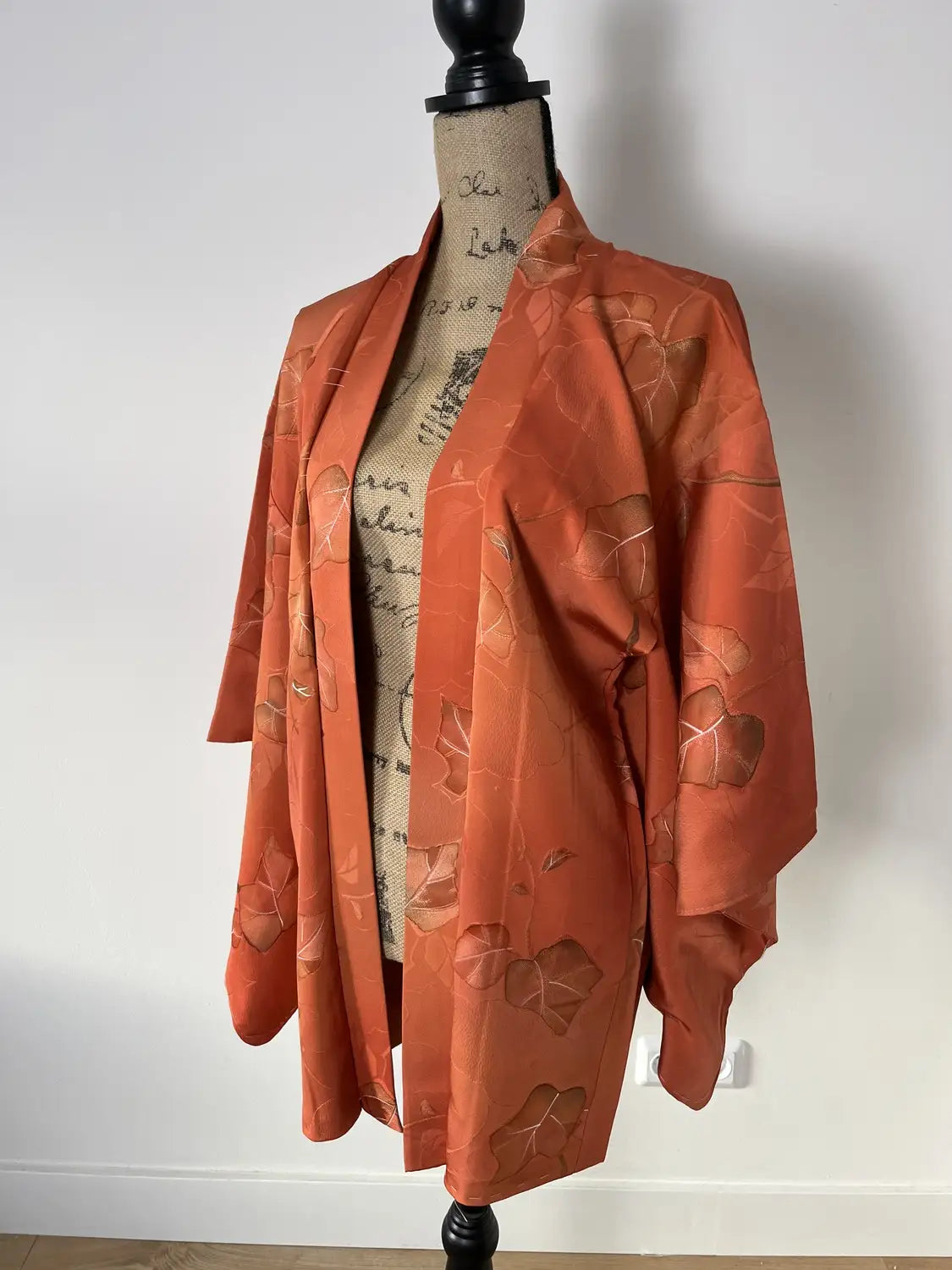 Vintage Color Haori - Orangebrown Clouds and leafs -
