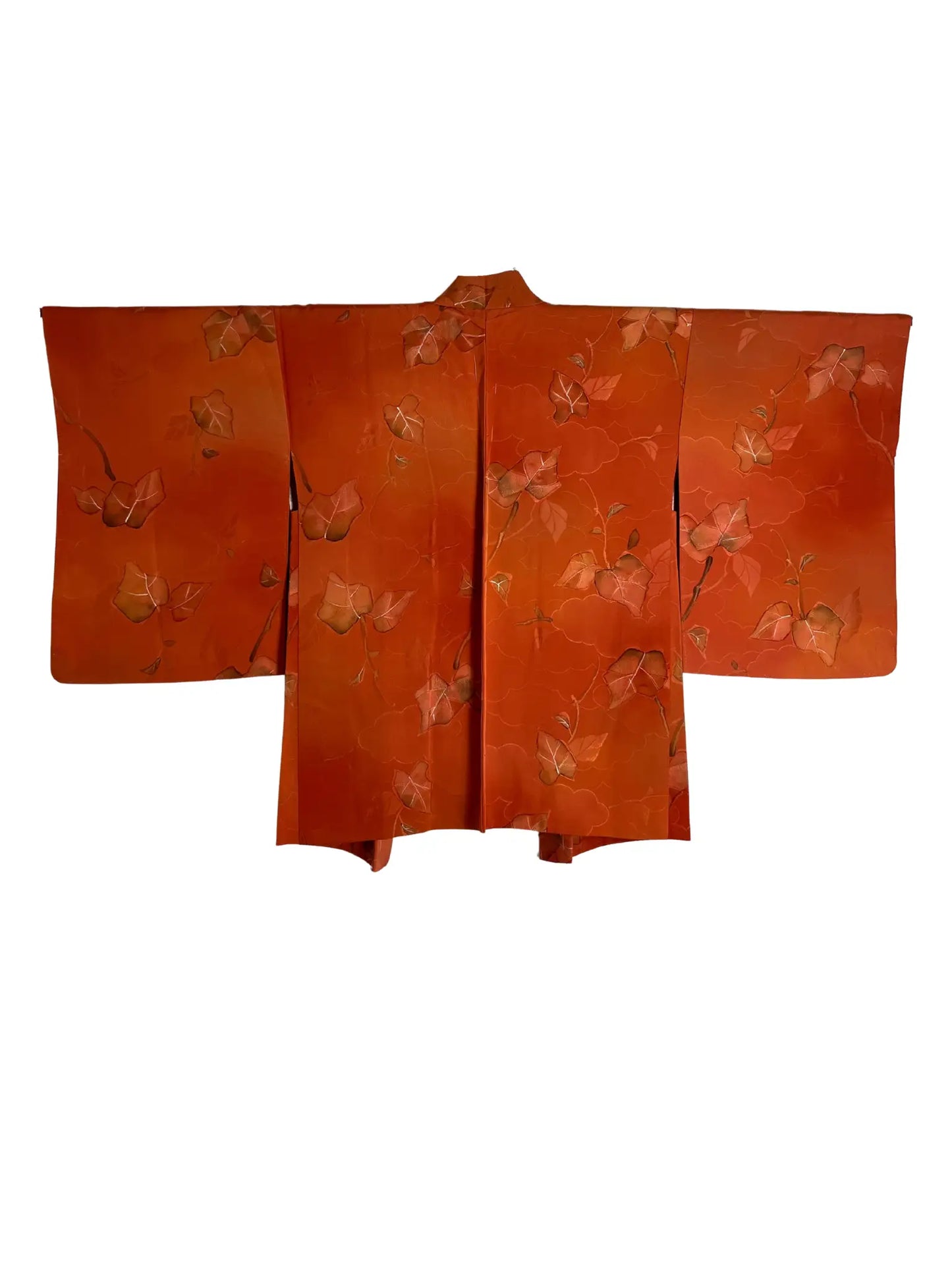 Vintage Color Haori - Orangebrown Clouds and leafs -