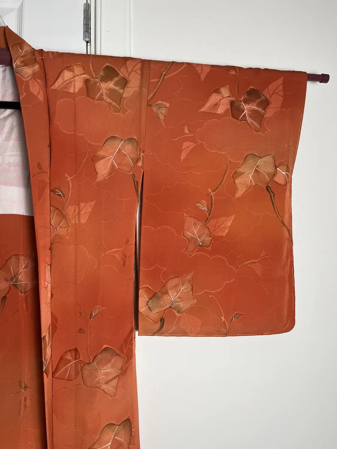 Vintage Color Haori - Orangebrown Clouds and leafs -