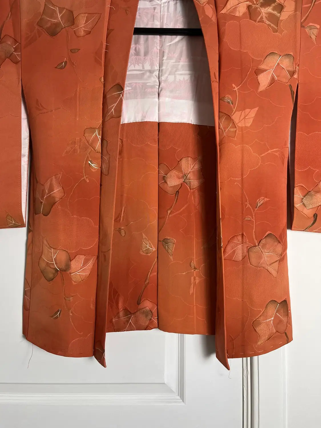 Vintage Color Haori - Orangebrown Clouds and leafs -