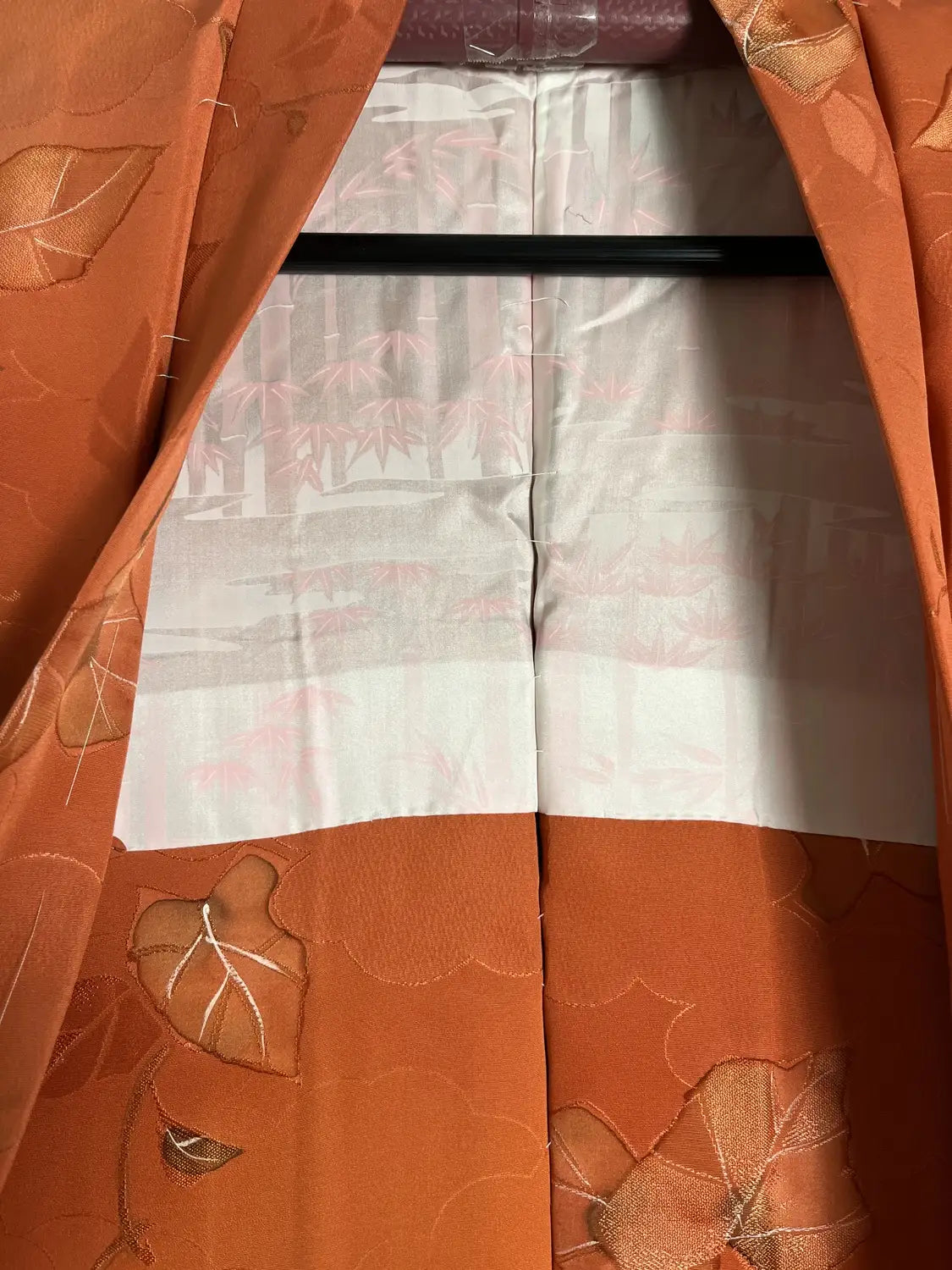 Vintage Color Haori - Orangebrown Clouds and leafs -