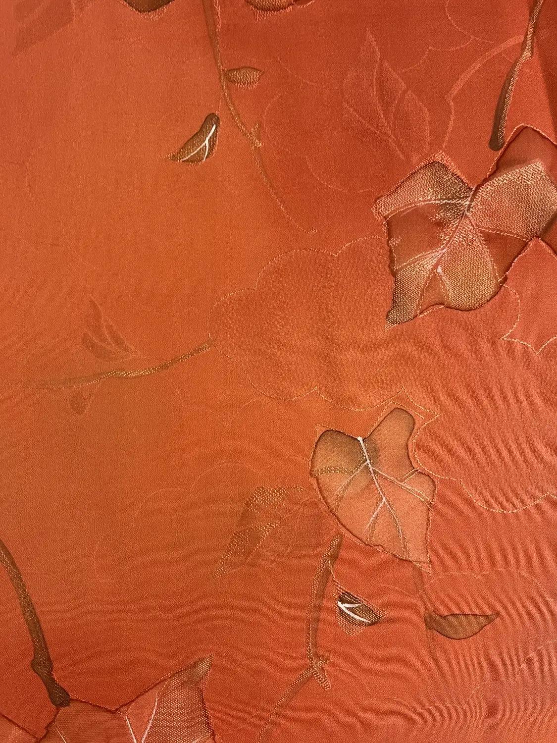Vintage Color Haori - Orangebrown Clouds and leafs -