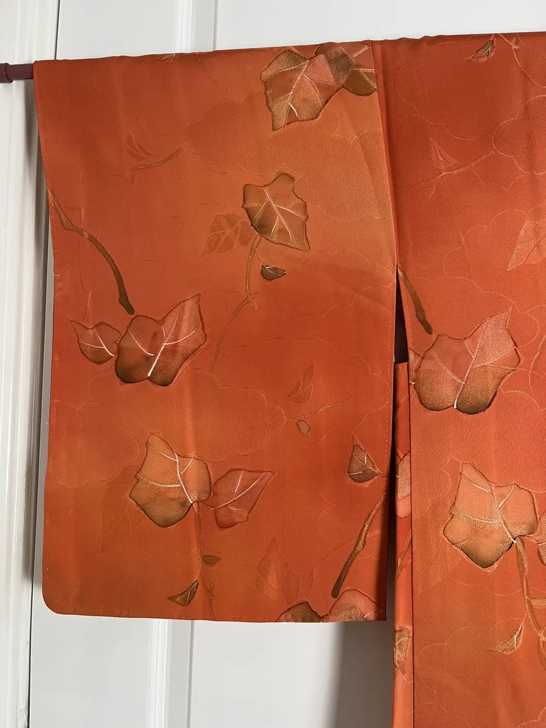 Vintage Color Haori - Orangebrown Clouds and leafs -