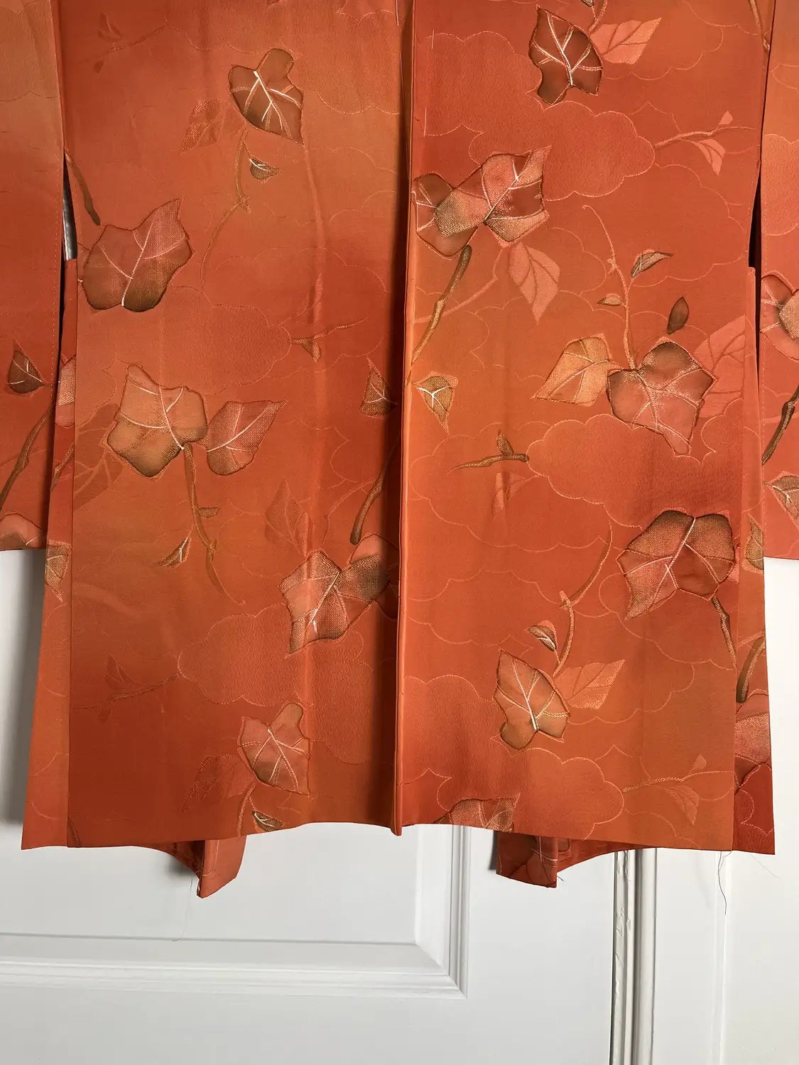 Vintage Color Haori - Orangebrown Clouds and leafs -