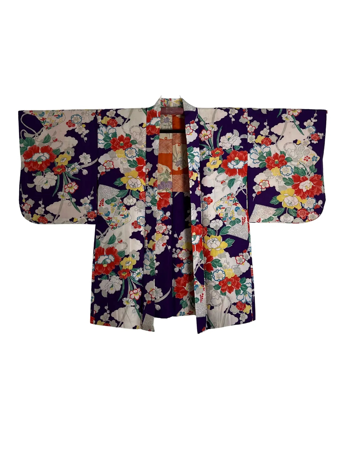 Vintage Color Haori - Purple and White Graceful flowers -