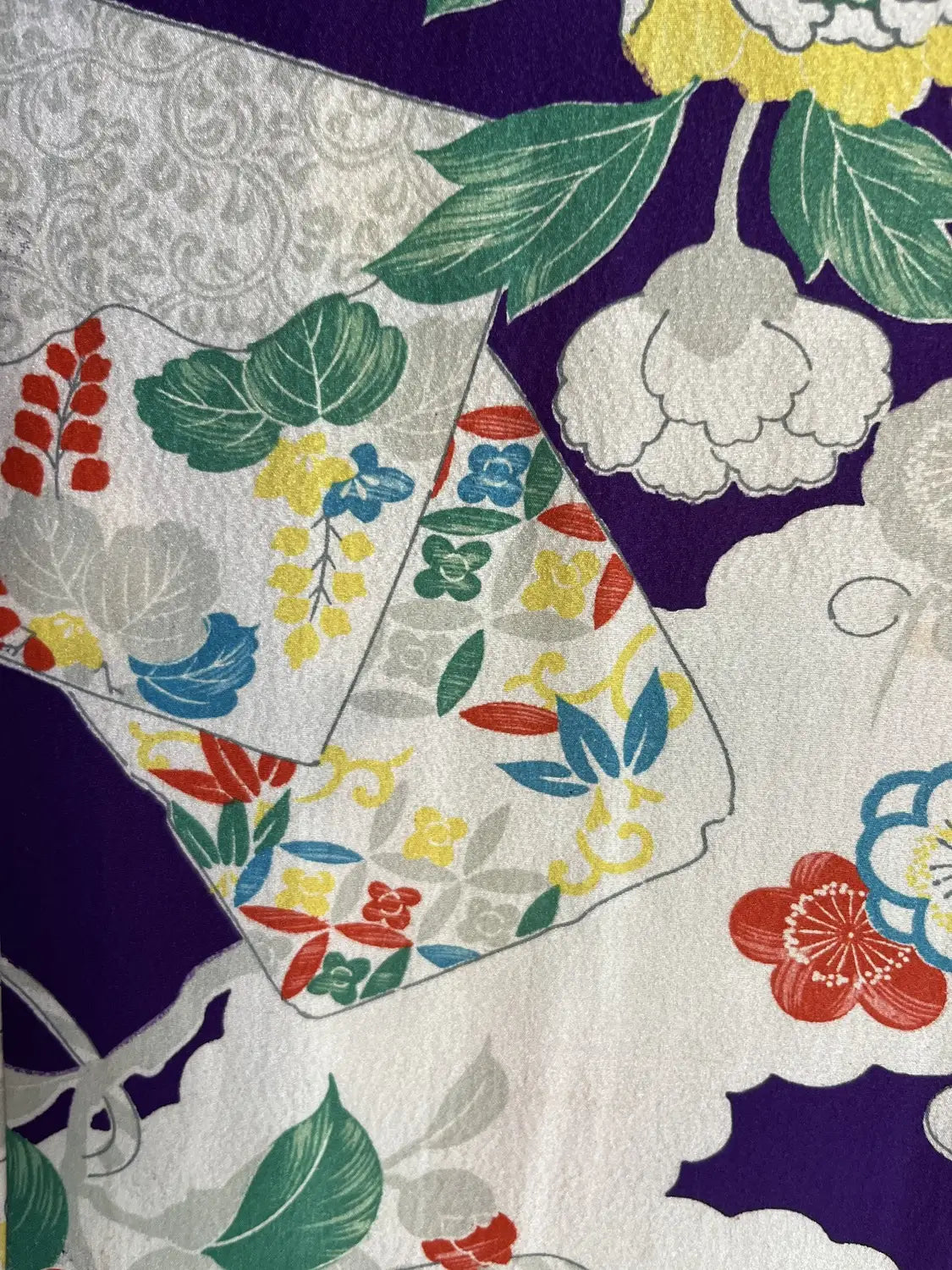 Vintage Color Haori - Purple and White Graceful flowers -