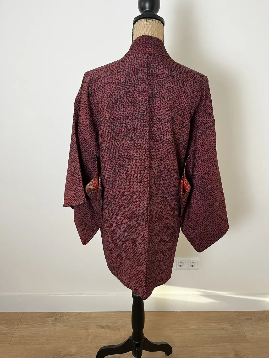 Vintage Farbe Haori - Shibori Rot und Schwarz -
