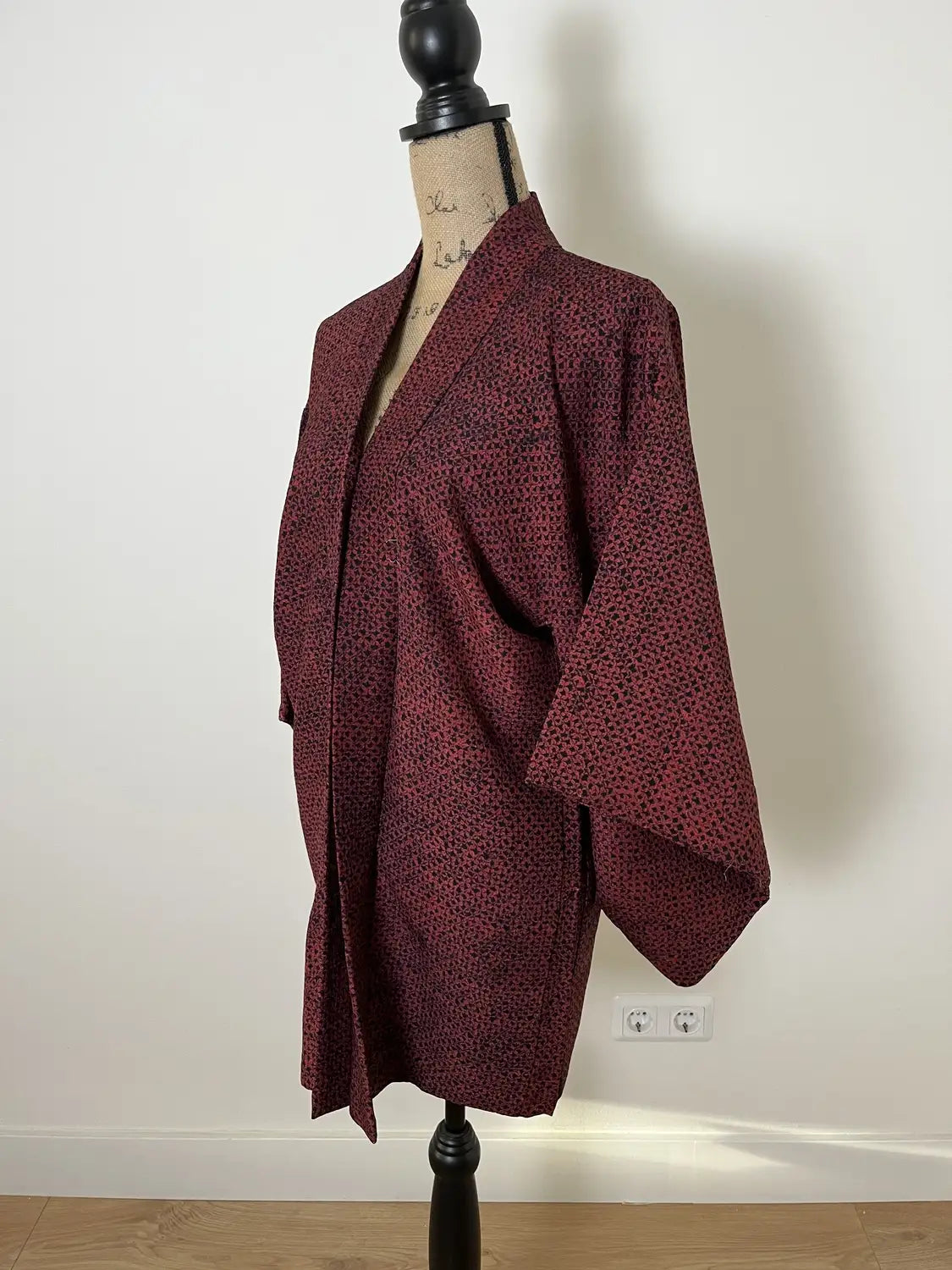 Vintage Farbe Haori - Shibori Rot und Schwarz -