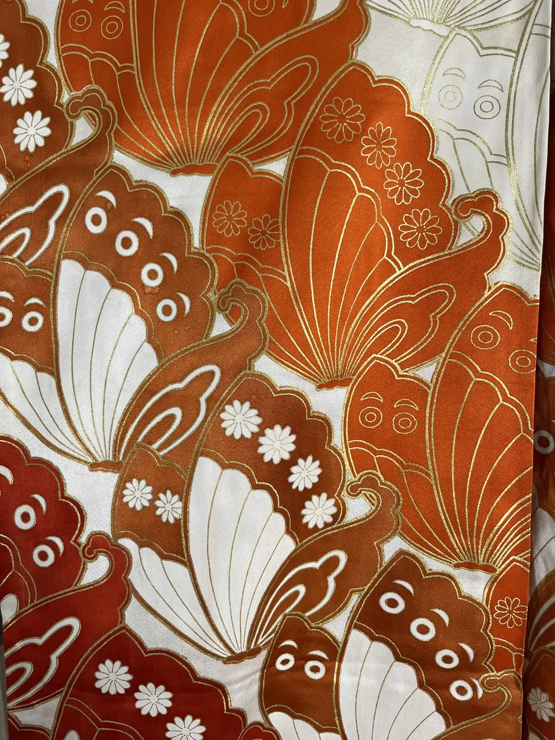 Vintage Furisode - white＆Brown  Butterfly effect -