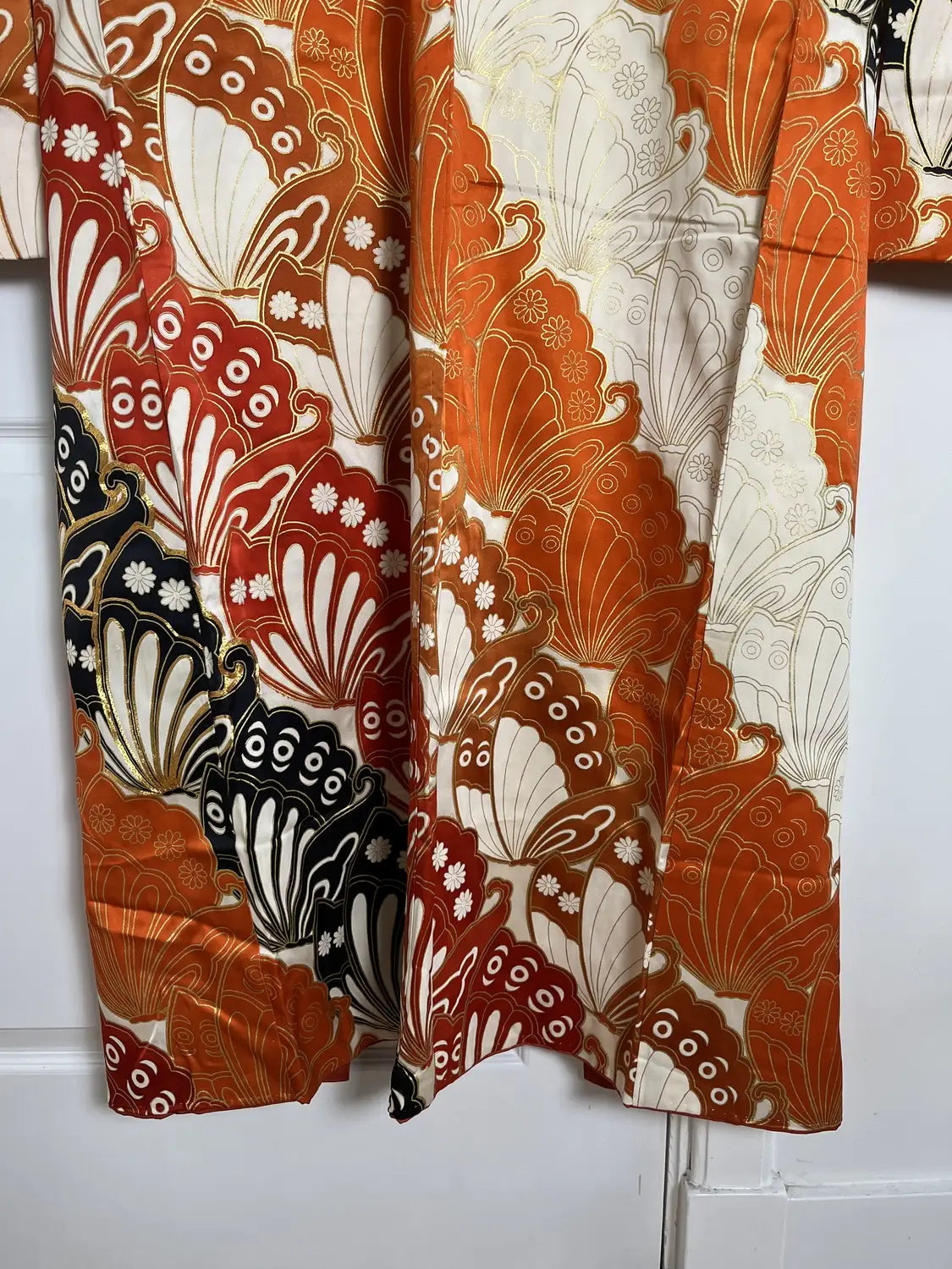 Vintage Furisode - white＆Brown  Butterfly effect -