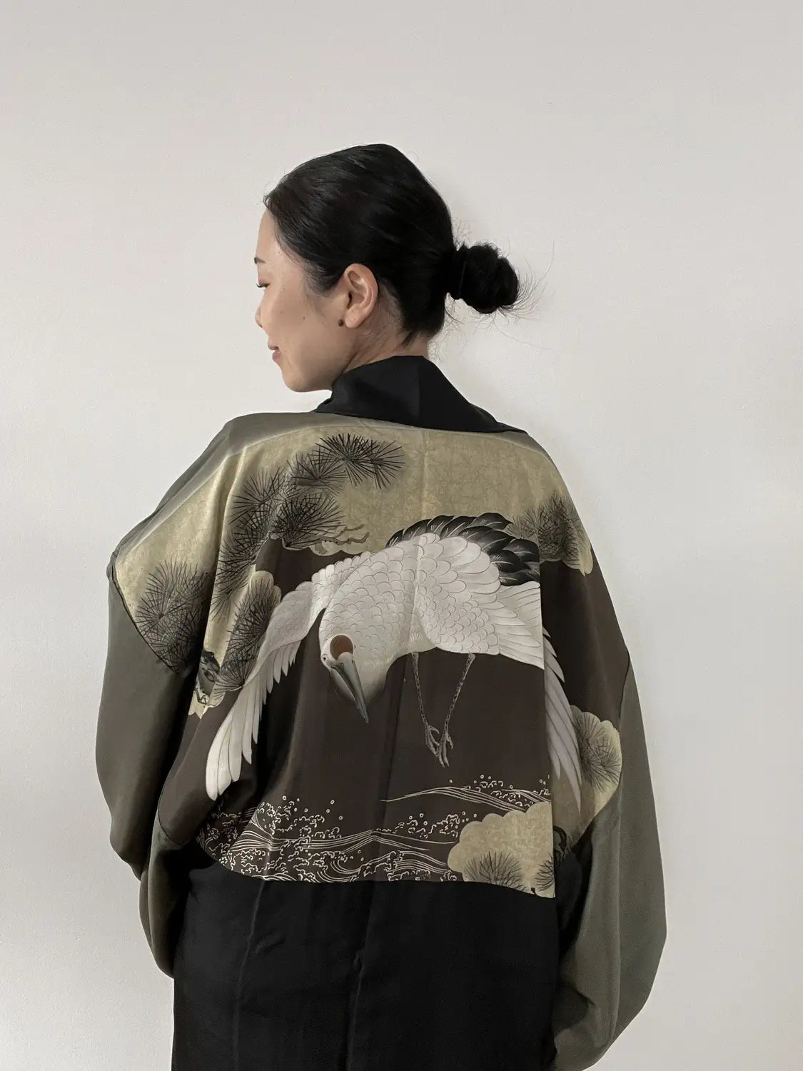 Vintage Black Haori - The Visionary Crane -