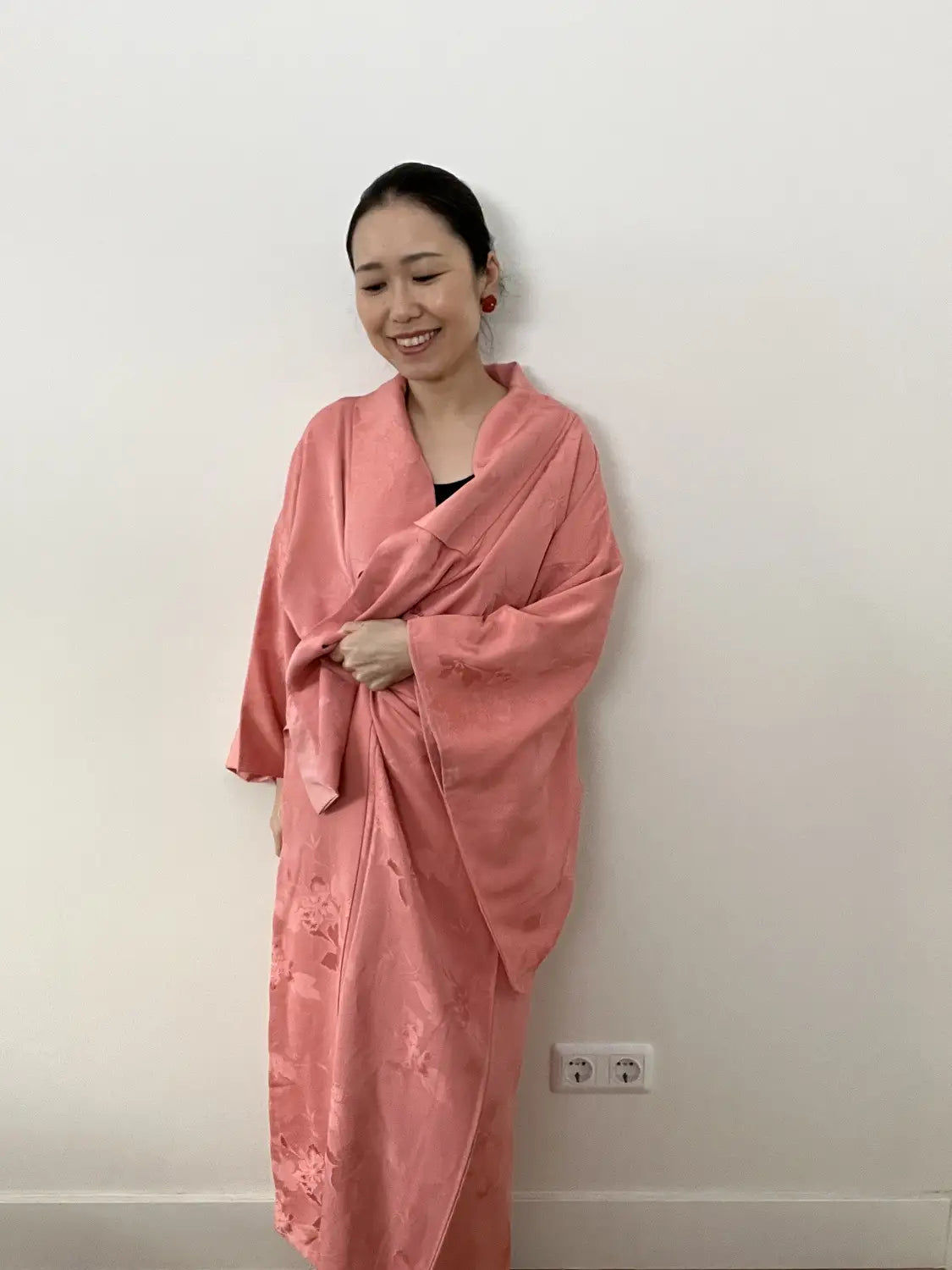 kimono iromuji vintage - Rose élégant - Arrangement original Hallelujah