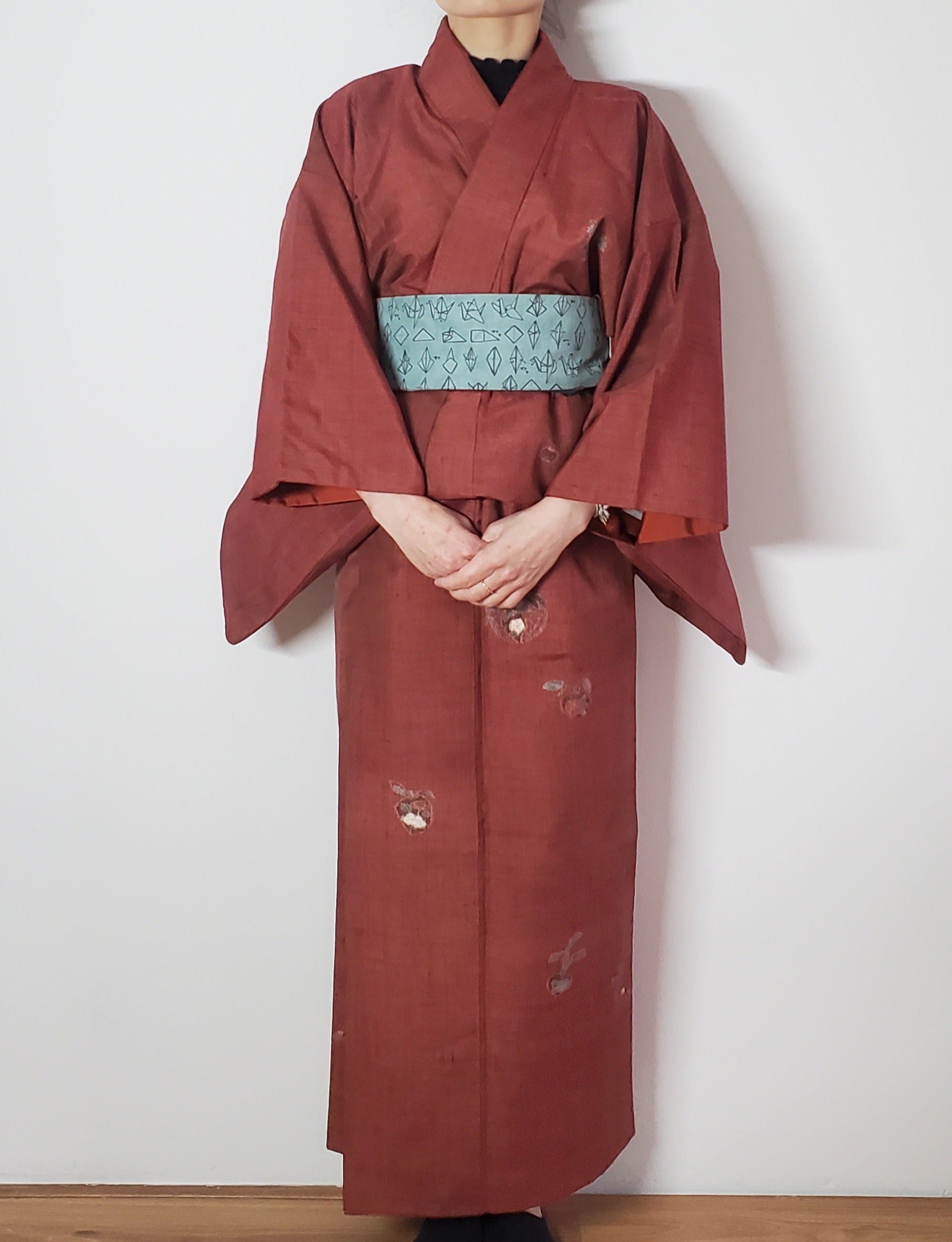 Vermilion flower Original Easy kimono Japanese Vintage Kimono Haori Hallelujah Kimono