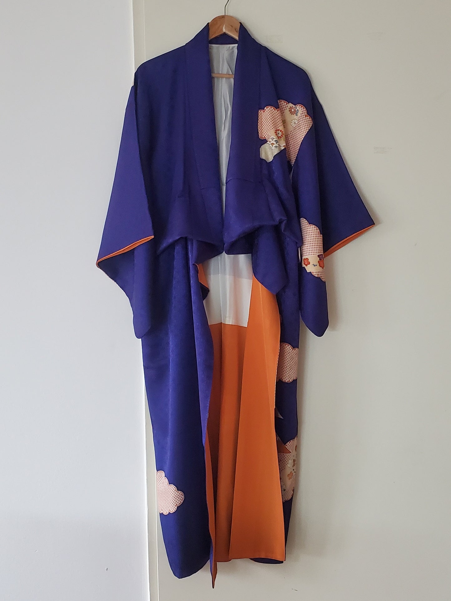 【Darknavy/Clouds and Noshime/ Original Easy kimono】Japanese Vintage Kimono Haori, Japanese Hanten Jacket, Robe Dress, Japanese Floral pattern, Unisex