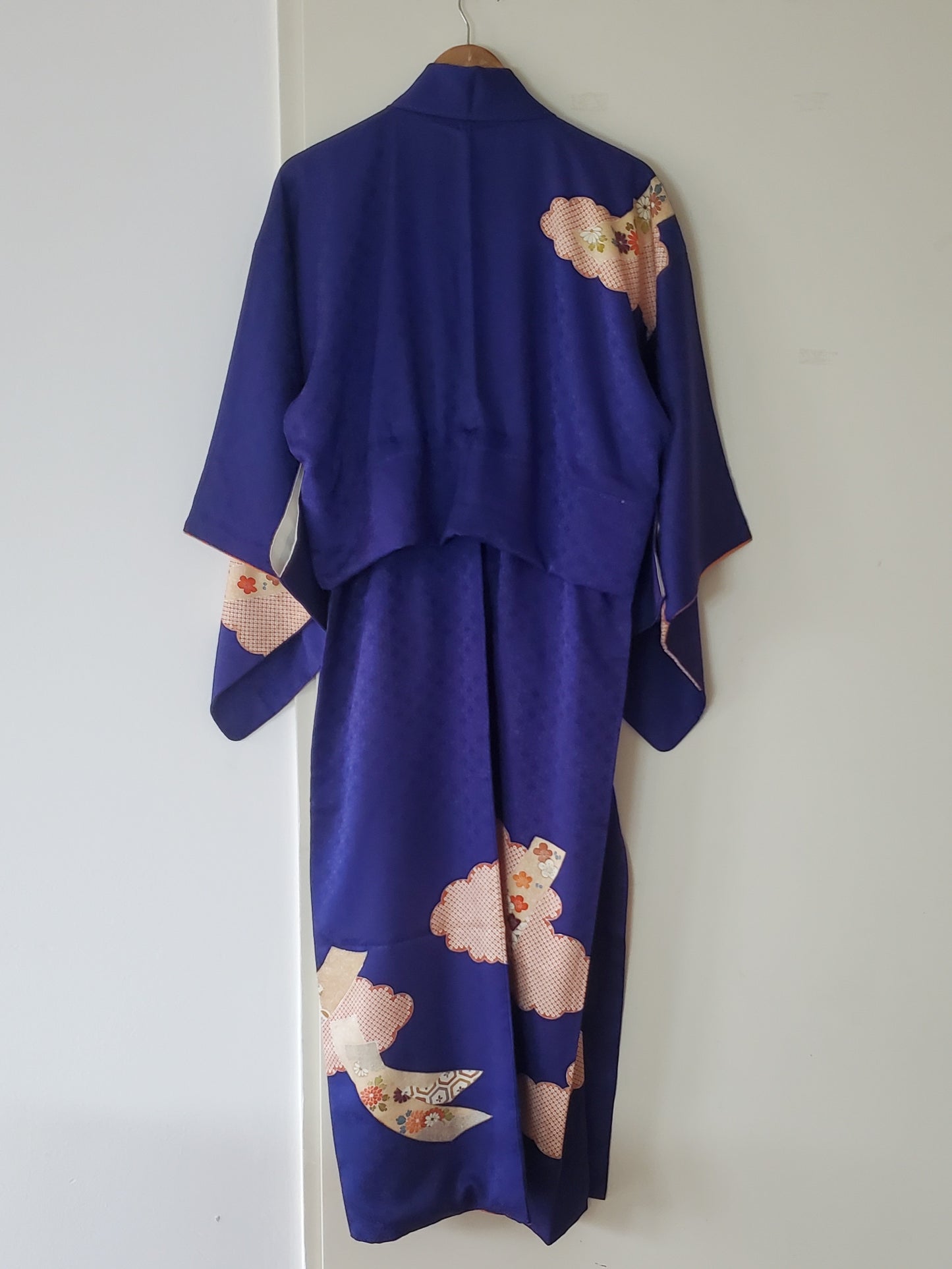 【Darknavy/Clouds and Noshime/ Original Easy kimono】Japanese Vintage Kimono Haori, Japanese Hanten Jacket, Robe Dress, Japanese Floral pattern, Unisex