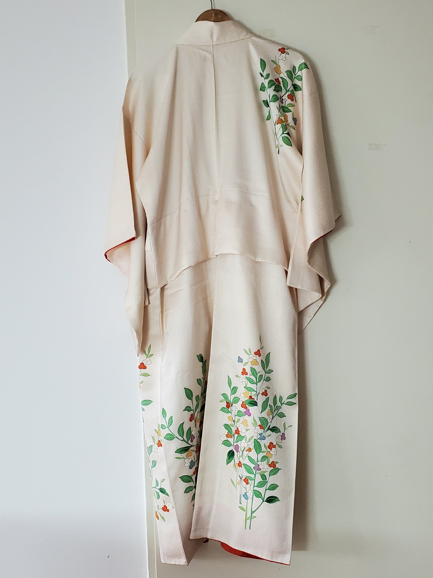 【Cream/flower/ Original Easy kimono】Japanese Vintage Kimono Haori, Japanese Hanten Jacket, Robe Dress, Japanese Floral pattern, Unisex