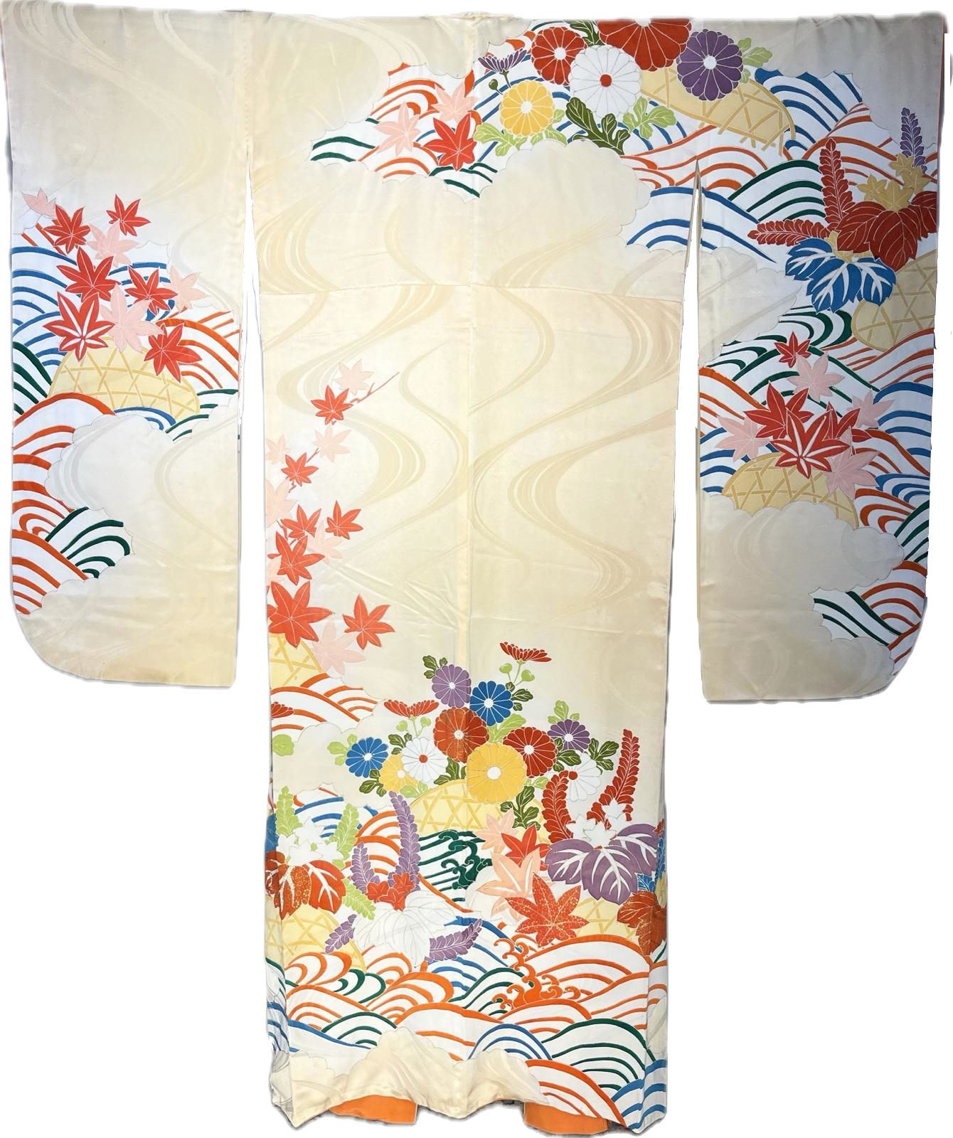 Vintage furisode-Chrysanthemum en Waves-250111FS-001