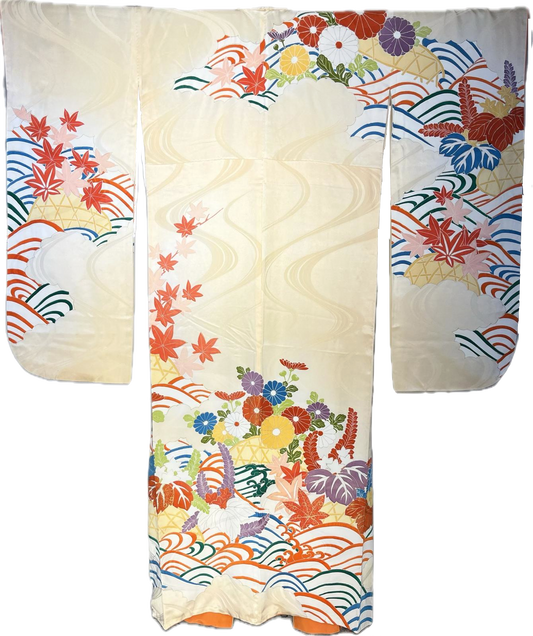 Vintage furisode-Chrysanthemum en Waves-250111FS-001