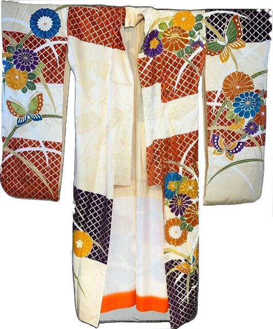 Vintage Furisode-Butterfly en Chrysanthemum-250111FS-003