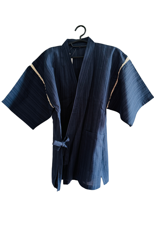 UNISEX JINBEI -Navy,Shijira-ori（seersucker)- SIZE：M
